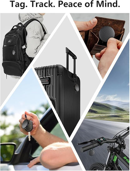 Smart Tracker Tags Works with Apple Find My (iOS Only), Luggage Tracker Tag Keys Finder Item Locator for Wallet, Vehicles, Backpack, Suitcases (Black, 1 Pack)