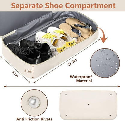 Weekender Bag for Women, Travel Duffel Bag Carry On Overnight Bag with Shoe Compartment Large Nylon Travel Weekend Tote Bag