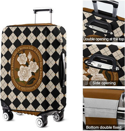 Travel Luggage Cover Suitcase Protector Fits 18-32 Inch Wheel Covers PatternedTravel Related Items Flower Luggage Protector Elastic XL