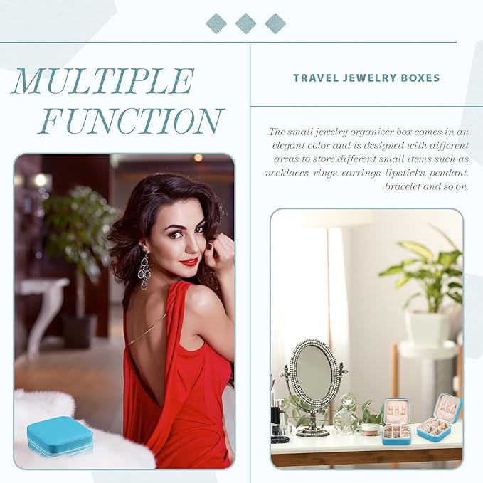 Yinkin 12 Pcs Mini Travel Jewelry Case Bridesmaid Proposal Gift Boxes, Small PU Leather Earring Organizer, Bulk Travel Accessories Portable Jewelry Holder(Royal Blue)