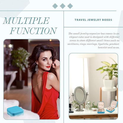 Yinkin 12 Pcs Mini Travel Jewelry Case Bridesmaid Proposal Gift Boxes, Small PU Leather Earring Organizer, Bulk Travel Accessories Portable Jewelry Holder(Royal Blue)