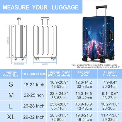 Luggage Cover Washable Suitcase Protector Anti-scratch Suitcase cover Fits 20-34 Inch Luggage (City Night, M(24-26inch suitcase))