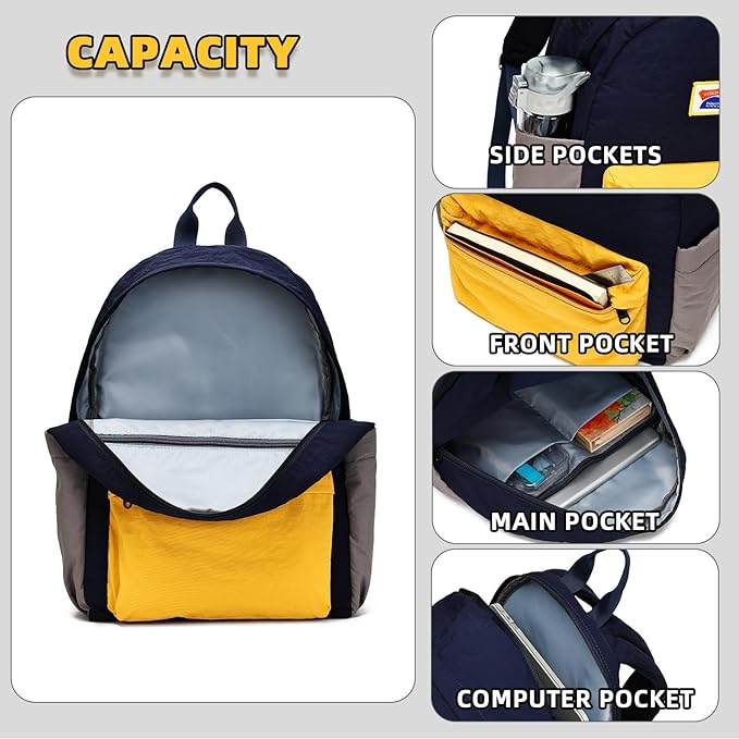 willikiva Kids Backpack for School Boys Girls Teens Toddler Backpack Waterproof Kindergarten Preschool Elementary Bookbag Children Travel Bag(Deep Blue Yellow,Medium)