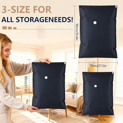 Vacuum Storage Bag 6-Piece Set,Used for Storage and Storing Luggage and Clothes,Saving Space-Reusable,Suitable for Storing Travel Items Such as Vacuum Seal Bags for Clothing,Etc（M-2 L-2 J-2Dark Blue）