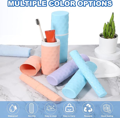 uxcell 2Pcs Travel Toothbrush Case, 8.1x2.8x2 Portable Travel Toothbrush Holder with Dot, Plastic Toothpaste Container for Bathroom, Gym, Business Trip, Camping, Sky Blue