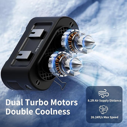 Socool 14500mAh Portable Waist Fan Clip on Wearable Belt Rechargeable Personal Fan, Dual Air Outlet, 40H Cooling 5-Speed Battery Operated Fans with Light, Neck Fan Hanging for Outdoor Camping Travel