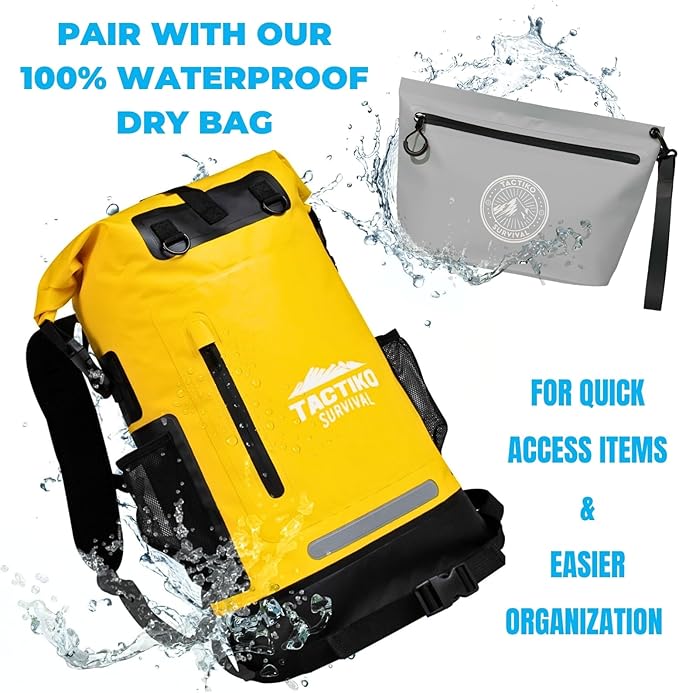 Tactiko Heavy-Duty Splash Water Resistant Zipper Pouches - Hold-All Organizers for Dry Bags, Travel Bags (1, Gray)