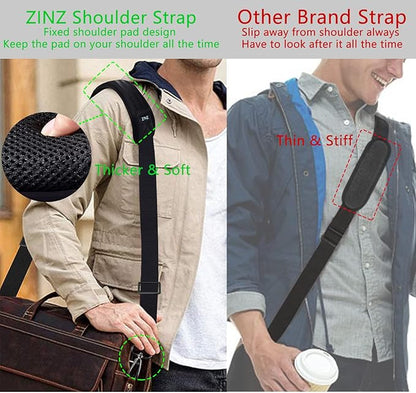 ZINZ 79 inch Shoulder Strap, Extra-thick Fixed Cushion Pad and Dual Clasps Universal Replacement Strap with Metal Swivel Hooks for Laptop Bags, Luggage Bags, Camera, Crossbody (200cm,Black)