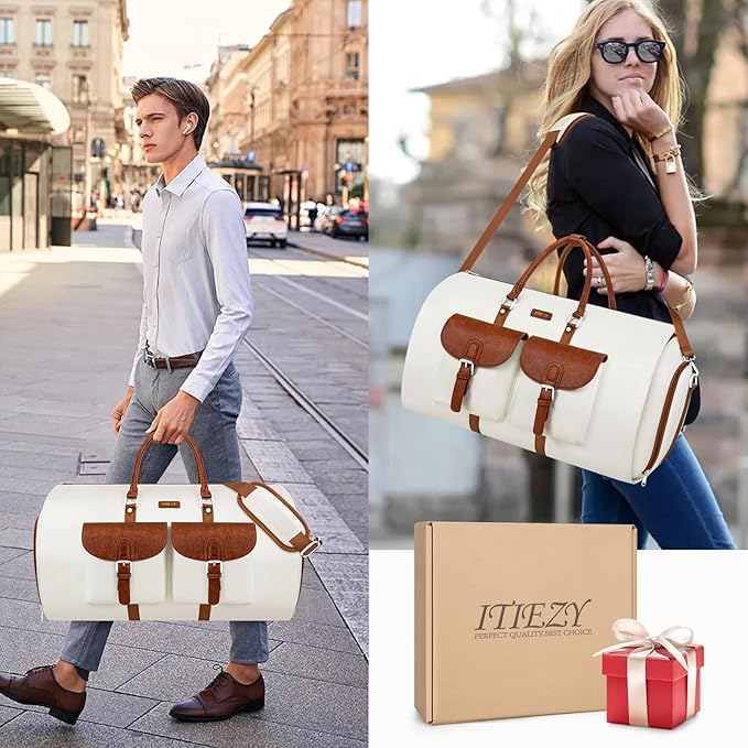 Garment Duffle Bag for Travel - Convertible Carry on Garment Duffel Travel Bag for Women Men Large Weekender Bag with Shoes Pouch 2 in 1 Hanging Suit Travel Duffel Bag 3pcs Set