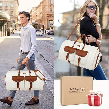 Garment Duffle Bag for Travel - Convertible Carry on Garment Duffel Travel Bag for Women Men Large Weekender Bag with Shoes Pouch 2 in 1 Hanging Suit Travel Duffel Bag 3pcs Set