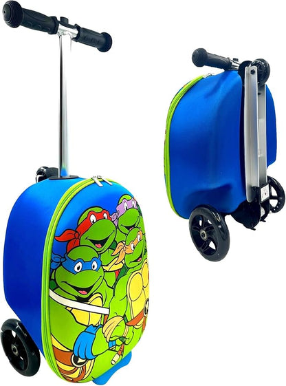 Fast Forward Kid’s Licensed 18" Ride-On Suitcase Scooter - Lightweight Carry-On Foldable Scooter Luggage