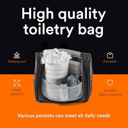 Fitdom Tactical Hanging Toiletry Bag Dopp Kit For Men & Women. Perfect For Travel & Storage for Cosmetic, Clipper, Toothbrush, Shower, Shaving & Grooming Care. Best Overnight Toiletries Organizer Case