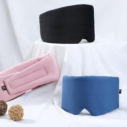FRESHME Pure Handmade Cotton Sleep Mask - Blackout Eye Mask with Adjustable Velcro Soft and Comfortable Eye Blinder Shade for Men Women Travel Office Nap Airplane Blue