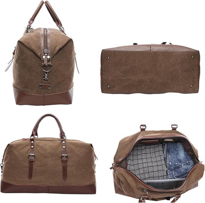 Canvas Duffle Bag, 35L leisure Stylish Canvas Travel Duffel Backpack Multifunctional Overnight Weekender Overnight Travel Bag for Men & Women (brown)