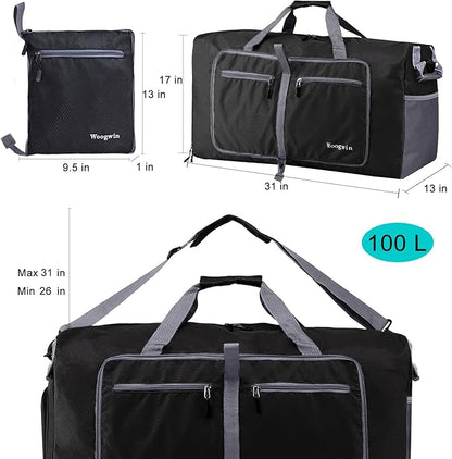 Woogwin Travel Duffel Bag Large Foldable Waterproof Overnight Bag for Beach Swim Bags Pool Sports Gym