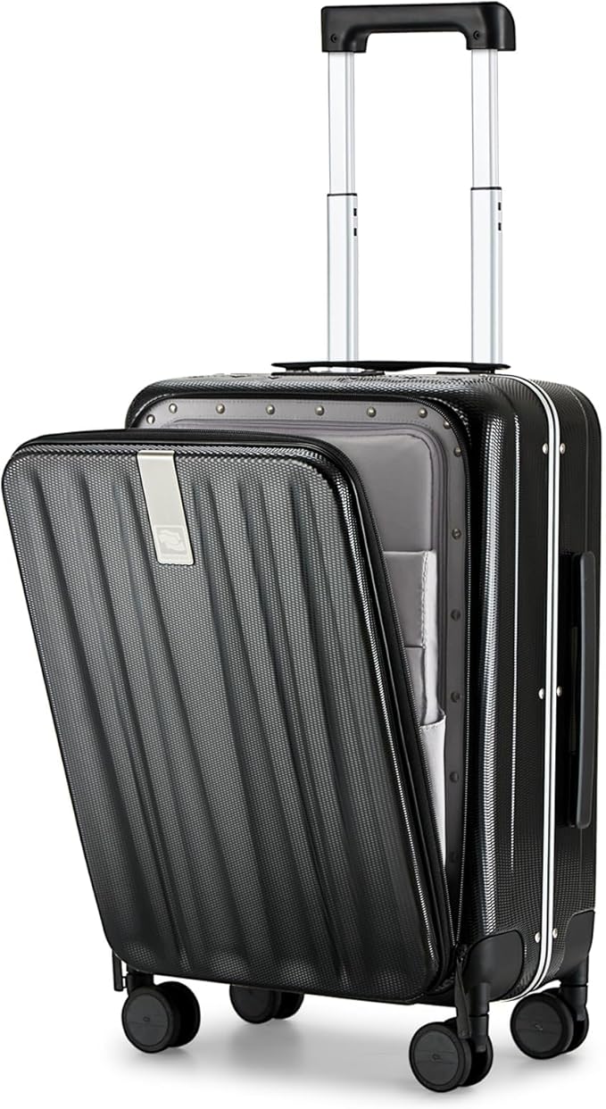 Hanke 20 Inch Carry On Luggage Hard Shell Suitcases with Wheels Luggage Suitcase Travel Luggage for Women Men Rolling Luggage Bags for Business Trip Weekender-Black
