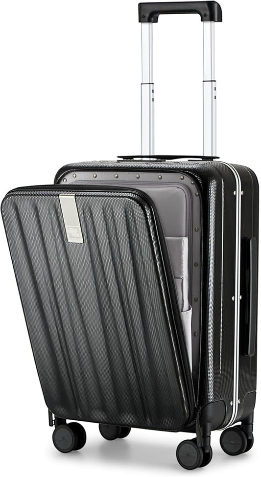 Hanke 20 Inch Carry On Luggage Hard Shell Suitcases with Wheels Luggage Suitcase Travel Luggage for Women Men Rolling Luggage Bags for Business Trip Weekender-Black