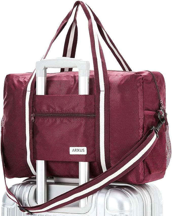 Arxus Foldable Tote Bag for Travel Expandable Lightweight Carry On Luggage 22L Packable Duffle Bag for Traveling