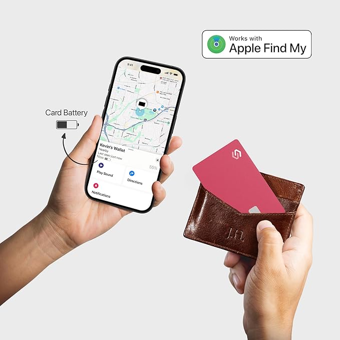 SPOTMINDERS Apple MFi Certified Credit Card Wallet Tracker PRO (iOS Only) Works with Apple Find My Rechargeable Tracking Card Gifts for Women IP68 0.07in Slim iPhone Item Finder for Luggage Tags Purse