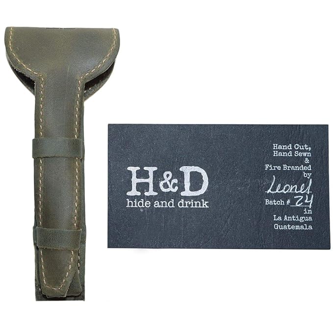 Hide & Drink, Leather Double Edge Safety Razor Protective Case, Shaving Travel Pouch, Handmade (Dark Jade)