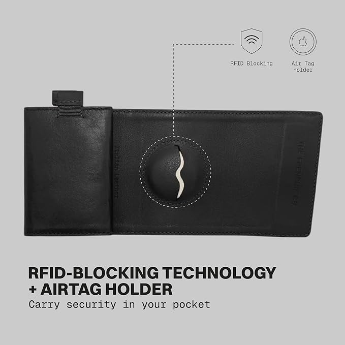 The Frenchie Co. - Speed Wallet Mini AirTag Slot - Ultra-Slim RFID Blocking Card Holder - Minimalist Front-Pocket Wallet - Premium Full-Grain Italian Leather