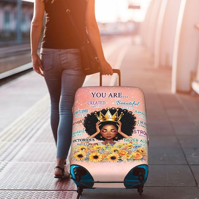 Washable Suitcase Protector - Anti-scratch Luggage Cover for Medium African American Woman