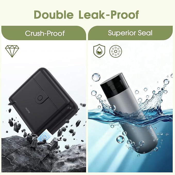 Travel Bottles with Case, 4x2oz TSA Approved, Leak-Proof, Press to Unlock, Compact & Portable Travel Toiletries (Black)