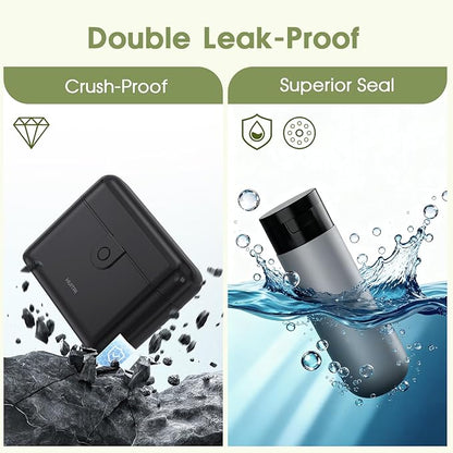 Travel Bottles with Case, 4x2oz TSA Approved, Leak-Proof, Press to Unlock, Compact & Portable Travel Toiletries (Black)