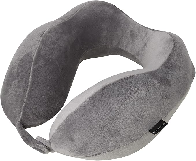Brookstone Neck Travel Pillow - Lightweight Contoured Memory Foam Stuffable Travel Neck Pillow for Sleeping, Car, & Airplane, Size One Size, Dark Grey