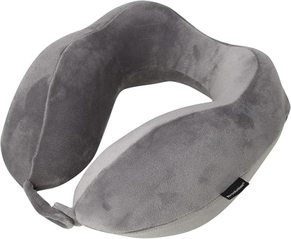 Brookstone Neck Travel Pillow - Lightweight Contoured Memory Foam Stuffable Travel Neck Pillow for Sleeping, Car, & Airplane, Size One Size, Dark Grey