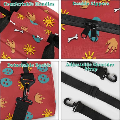 Personalized Duffel Bag for Kids Girls Boys, Dinosaur Police Car Custom Name Gym Bag Overnight with Padded Handles Carry On Weekend Sports Travel Bag for School Practice Gymnastics Ballet