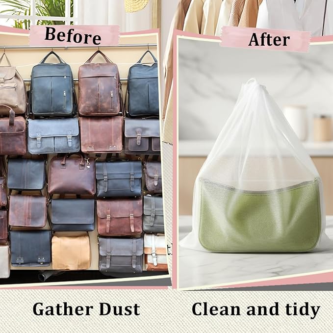 SHENLIU 200 Pcs Dust Proof Shoe Bag Drawstring Dust Bags for Purses Storage Bags for Handbags Non Woven Fabric Handbag Shoe Covers for Packing, Travel, Home Closet Organizer DustCover, 12.2 x 15 Inch
