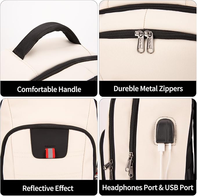 Della Gao Laptop Backpack for Men, Large Anti-Theft Business Travel Backpack with USB Charging Port, Water Resistant College School Computer Bag for Men/Women for 17 Inch Laptop and Notebook