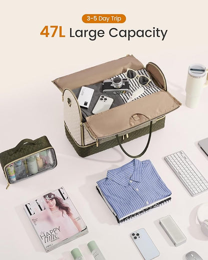 LOVEVOOK Convertible Travel Duffle Bag for Women Men, Garment Bag for Travel, Quilted Overnight Weekender Carry On Duffel Bags for Airplane, Suit Bags for Trip, Business