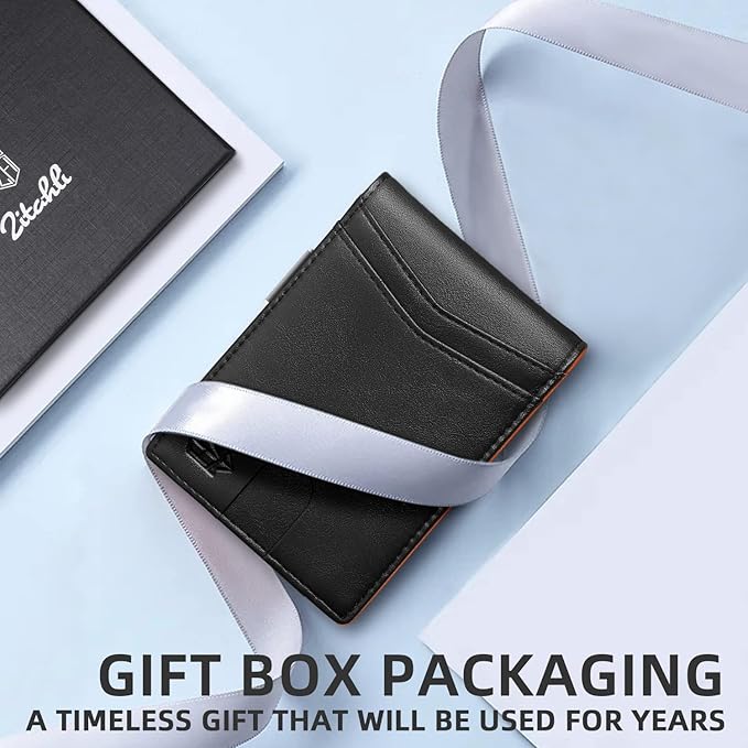 Zitahli Money Clip Wallets for Men,Slim Bifold Wallet 10-12 Cards, Mens Leather Wallet with ID Window,RFID Blocking Thin Minimalist Credit Card Holder,Gifts for Him