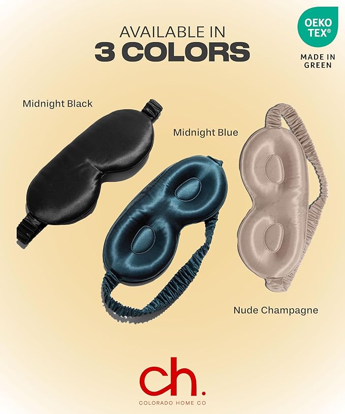 SUNDAYSILKS™ 3D Contoured Silk Sleep Mask | Padded Silk Eye Mask with Eye Cups for Lash Extensions | Blackout, Organic for Women & Men, Perfect for Travel, Slip-Free Deep Sleeping, Antifaz para Dormir