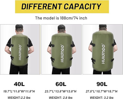 40L/60L/90L Large Waterproof Duffle Bag Backpack for Men, Mens Duffel Backpack Bags for Traveling, Heavy Duty (Green, 90l)