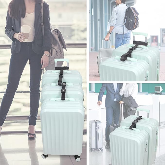 Vigorport Luggage Straps, Straps for Suitcase, Add A Bag Stretchable Attachment Accessories for Connect Your 3 Luggage Together (Black, 1.25" Width)