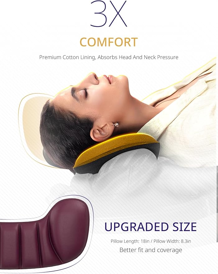 Travel Pillow, Airplane Neck Pillow for Long Flight, Oversized Head Strap with 3D Eye Mask for Sleep, 360°Support Headrest, Stop Bobblehead, Ultimate Travel Essentials for Men Women Red