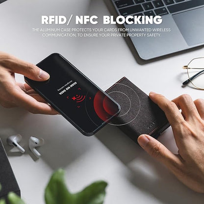 VULKIT Pop up Wallet Minimalist Cash Wallets RFID Blocking Leather Smart Credit Card Holder with Magnetic Closure for Men