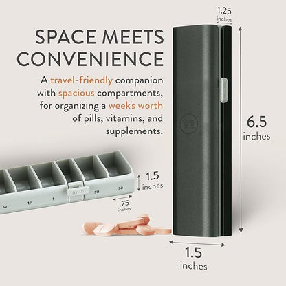 Pretty Pill Box Set - Stylish & Compact Daily Pill Organizer, Medication Pill Case, Pill Container for Vitamin Management, Pill Holder, Travel Essentials for Women & Men - Steele