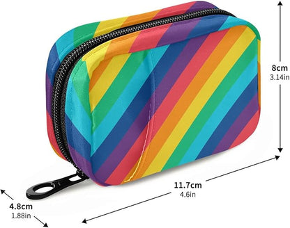 Pill Organizer Box Case Weekly Travel Pill Container Cute Pill Holder 7Day Vitamin Organizer Pill Dispenser Sorter Planner Storage Small Compact Rainbow Stripes12