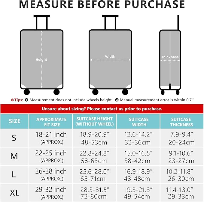 Travelkin Luggage Cover For Suitcase Tsa Approved, Suitcase Cover Protector Fits 18-32 Inch Luggage(M for 22-25 Inch Luggage)