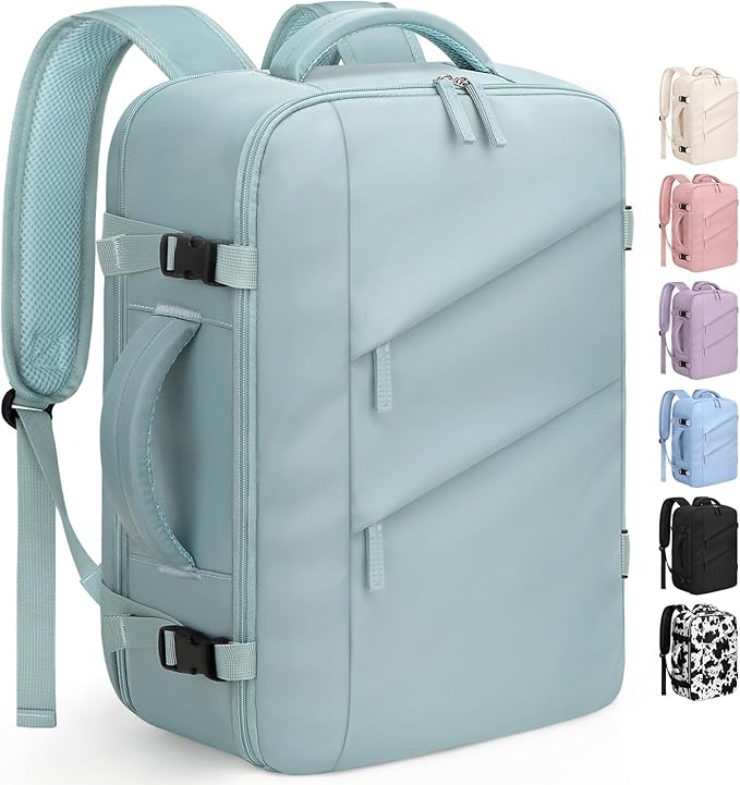 Capolo Travel Backpack for Women Men Waterproof Laptop Backpack Flight Approved Carry On Backpack Overnight Weekender Bag College Bookbag for Business, Work, Traveling Fits 17 '' Laptop,Lake Blue