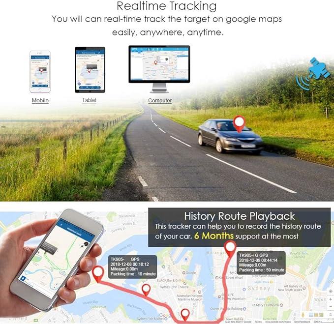 TKSTAR 4G GPS Tracker for Vehicles Hidden Magnetic Car GPS Tracker Locator Real-time Vehicle Tracking Devices with Electric Fence and Anti-Theft Alarm for Car/Motorcycle/Trucks/Fleet/Boat (4G TK905)