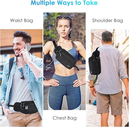 AGPTEK Fanny Pack for Women Men, RFID Large Capacity Waist Wallet Bag, Adjustable & Waterproof Bum Belt Pouch for Travel, Running, Shopping, Hiking, Dog Walking, Cycling, Climbing