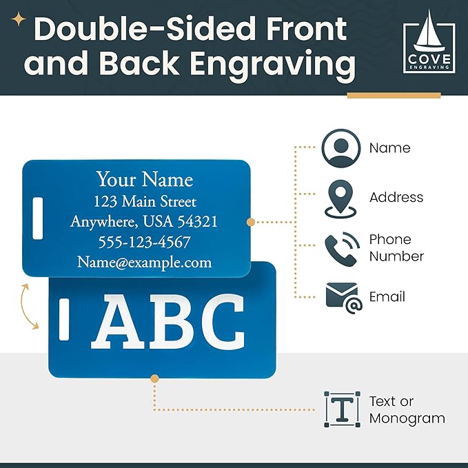 Two Custom Engraved Aluminum Luggage Tags (Red)