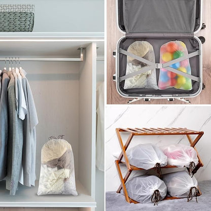 50 Pcs Shoe Bags for Travel, PLULON 15.7" x 11.8" Clear Drawstring Storage Bags Shoes Organizer for Packing Waterproof Dustproof Women Men Portable Travel Essentials