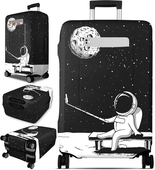 Slohif Luggage Cover for Suitcase Tsa Approved Protector - Luggage Sleeve Large Suit Case Cover Travel Stretch Baggage Case Protective Washable Fit 21-23 Inch Astronaut S