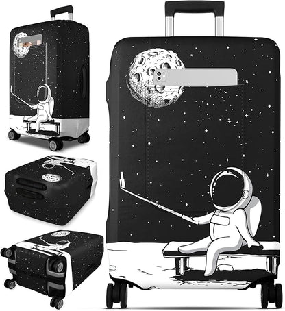 Slohif Luggage Cover for Suitcase Tsa Approved Protector - Luggage Sleeve Large Suit Case Cover Travel Stretch Baggage Case Protective Washable Fit 24-27 Inch Astronaut M